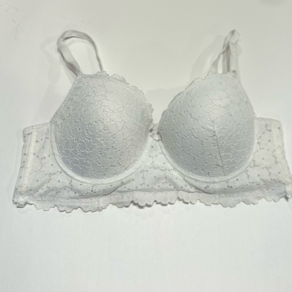 Laura Ashley White Lace Balconette Bra with Longline Band size 38C